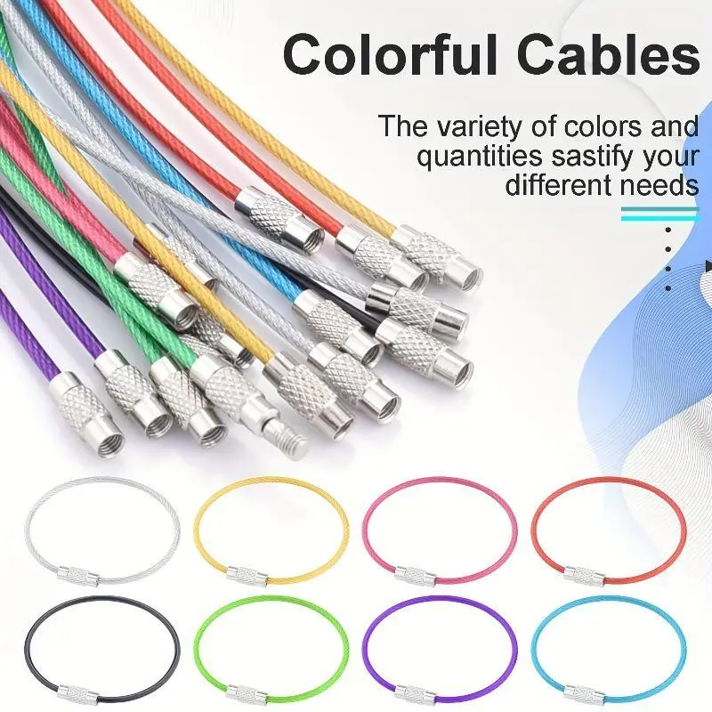 10pcs/pack Stainless Steel Cable Wire Key Chain Key Rings Travel Aircraft Luggage Tag Loops Hanging Outdoor Keychain Kayak Boat Hiking Camping Kits Keychain Set For Keychains Key Chain Rings