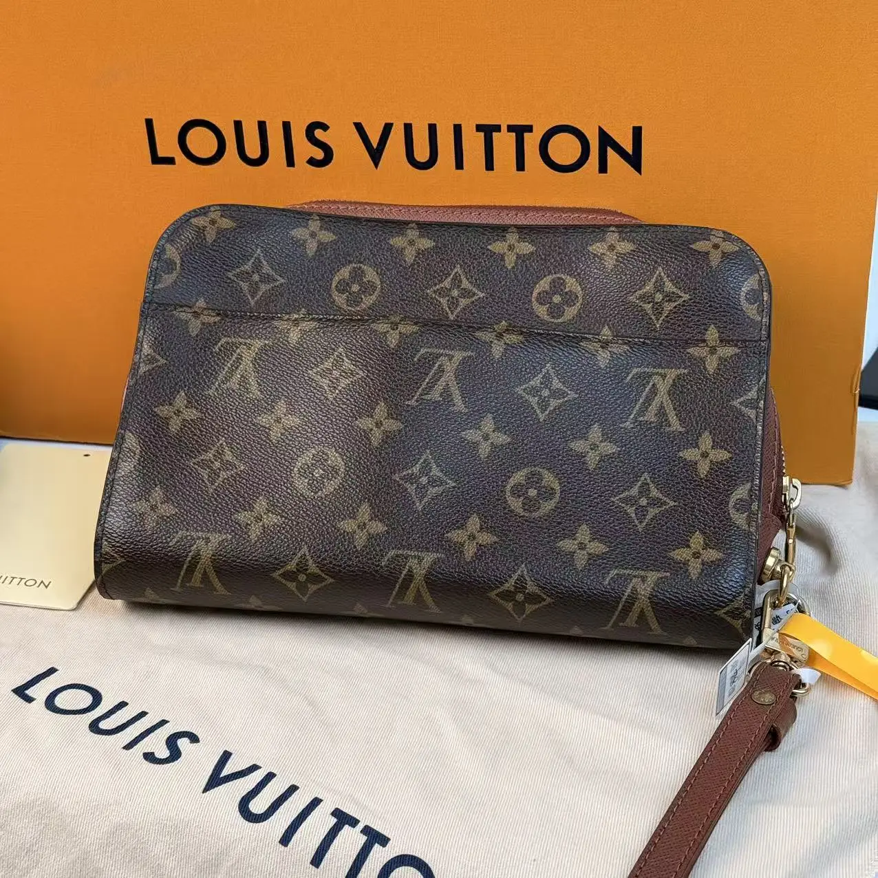 Pre-owned Louis Vuitton Pochette Double Zip Wristlet Monogram Canvas