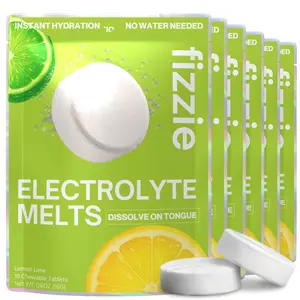 Fizzie Electrolyte Melts By Jason Derulo - 6 Pack Lemon Lime - Dissolving Electrolyte Tablets For Hydration - Natural, Sugar-Free Hydration Supplement - 6x Lemon Lime (60 Servings)
