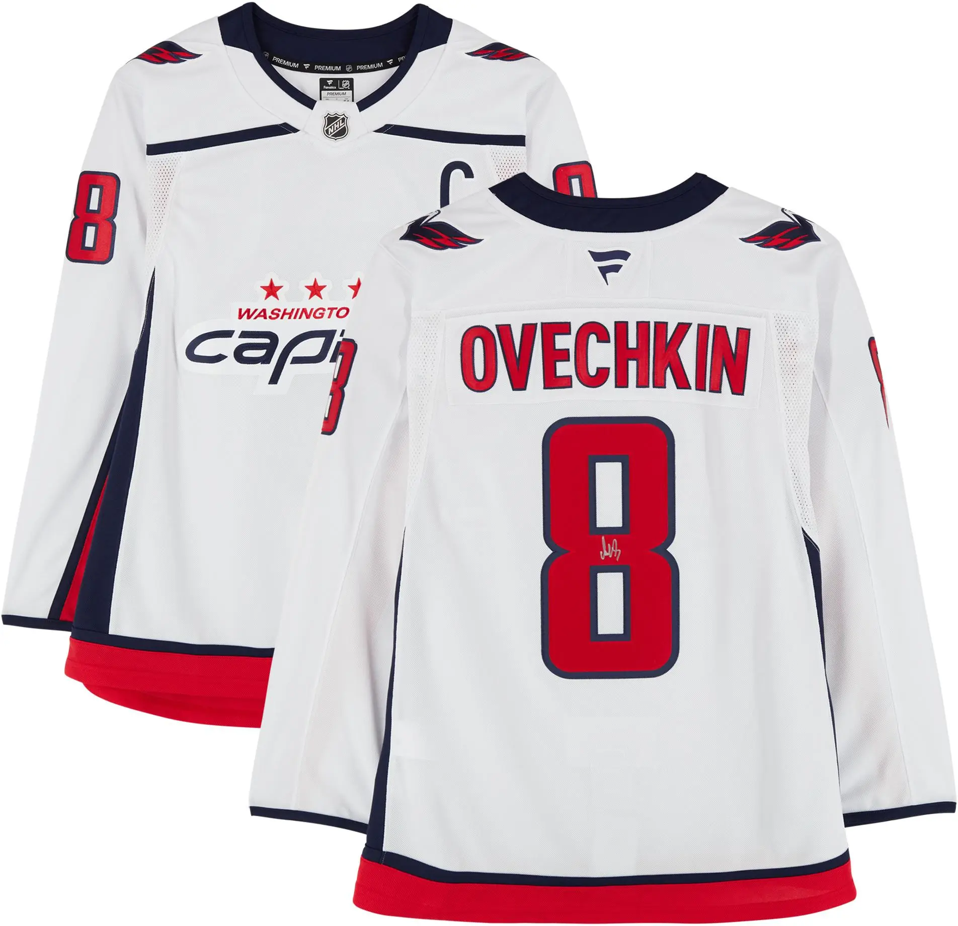 Alex Ovechkin Washington Capitals Autographed White Road Fanatics Premium Jersey - Fanatics Authentic Certified