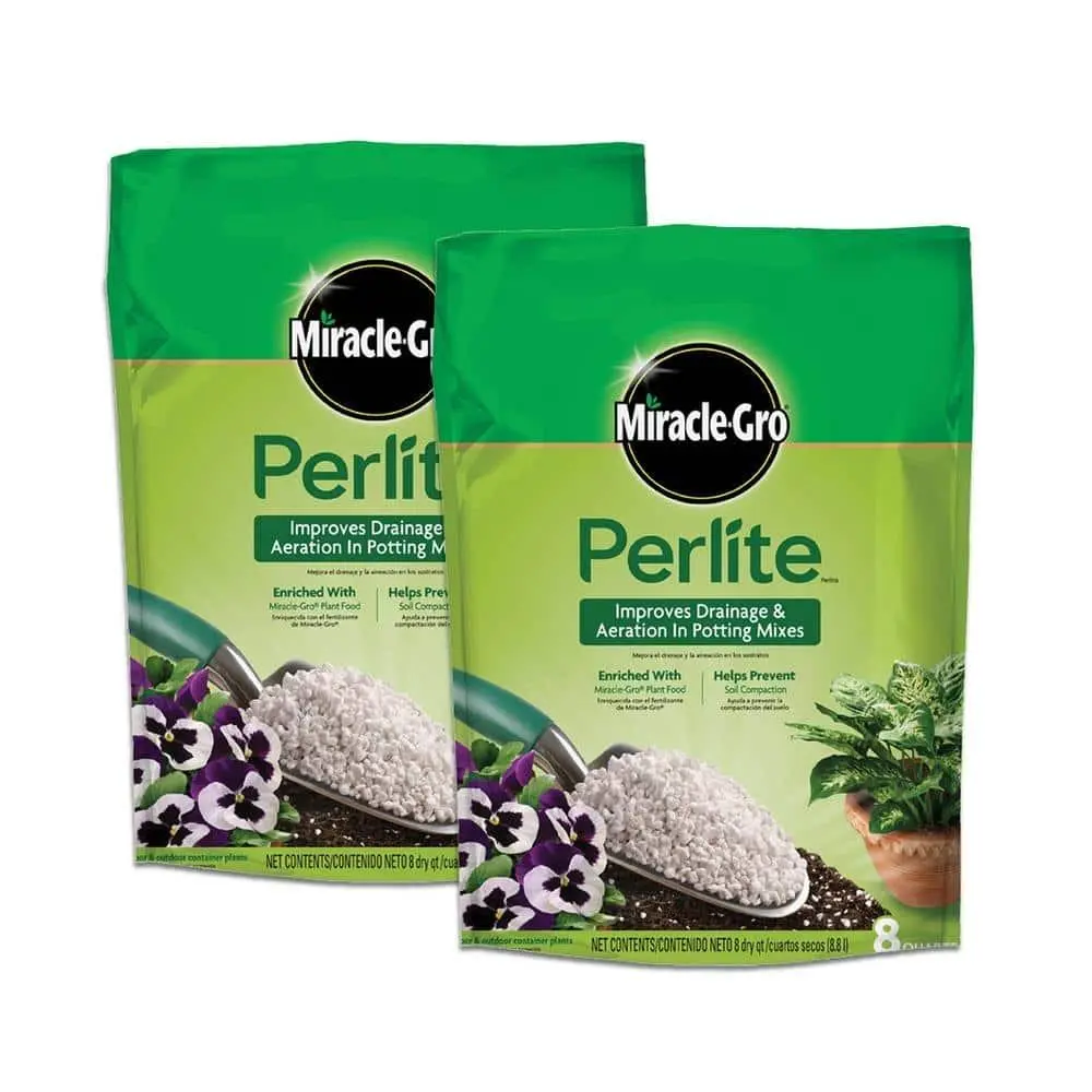 Perlite Enriched with Plant Food, Improves Drainage and Aeration in Potting Mixes, For Container Plants, 8 qt., 2-Pack