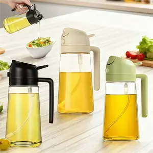 3pcs 2 in 1 Olive Oil Spray Dispenser 16oz Kitchen Cooking Oil Sprayer Air Fryer Salad BBQ Baking Home Oil Bottle Black White Green