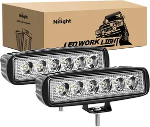 Nilight 2PCS 6Inch 18W Flood LED Pods, Off Road Work Lights, Waterproof for 12V-24V SUV, ATV, Automotive & Motorcycle Vehicles, Work Light, Off Road Lights
