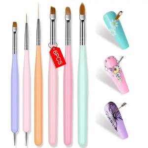 Linmanda Nail Art Design Pen Set, Includes Gel Brush, Nail Dotting Tool, Salon-Grade Home DIY Nail Kit, 6-Piece Manicure Tools, Essential Beauty Supplies