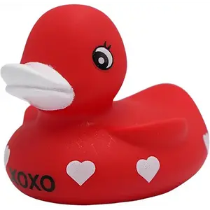 4E's Novelty 2-Pack Valentines Rubber Duck – 3 Red Rubber Ducky with XOXO for Goodie Bags