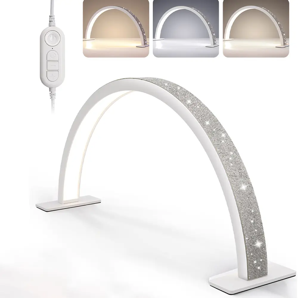 3000-6000K Shadowless Fill Light Nail Lighting Lamp Desktop Beauty Lamp 3 Color adjustable Light Half Moon Shaped Beauty Lamp