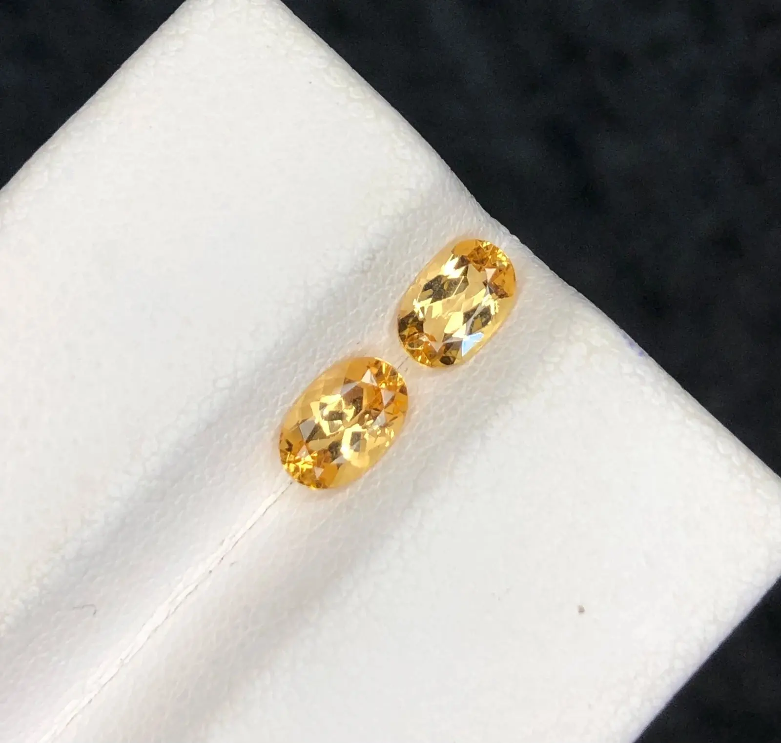 Oval Cut Rare Natural Imperial Topaz Gemstone Pair - 1.08ctw Sherry Gold Semi-finished Precious Semiprecious Stones (WAV54)
