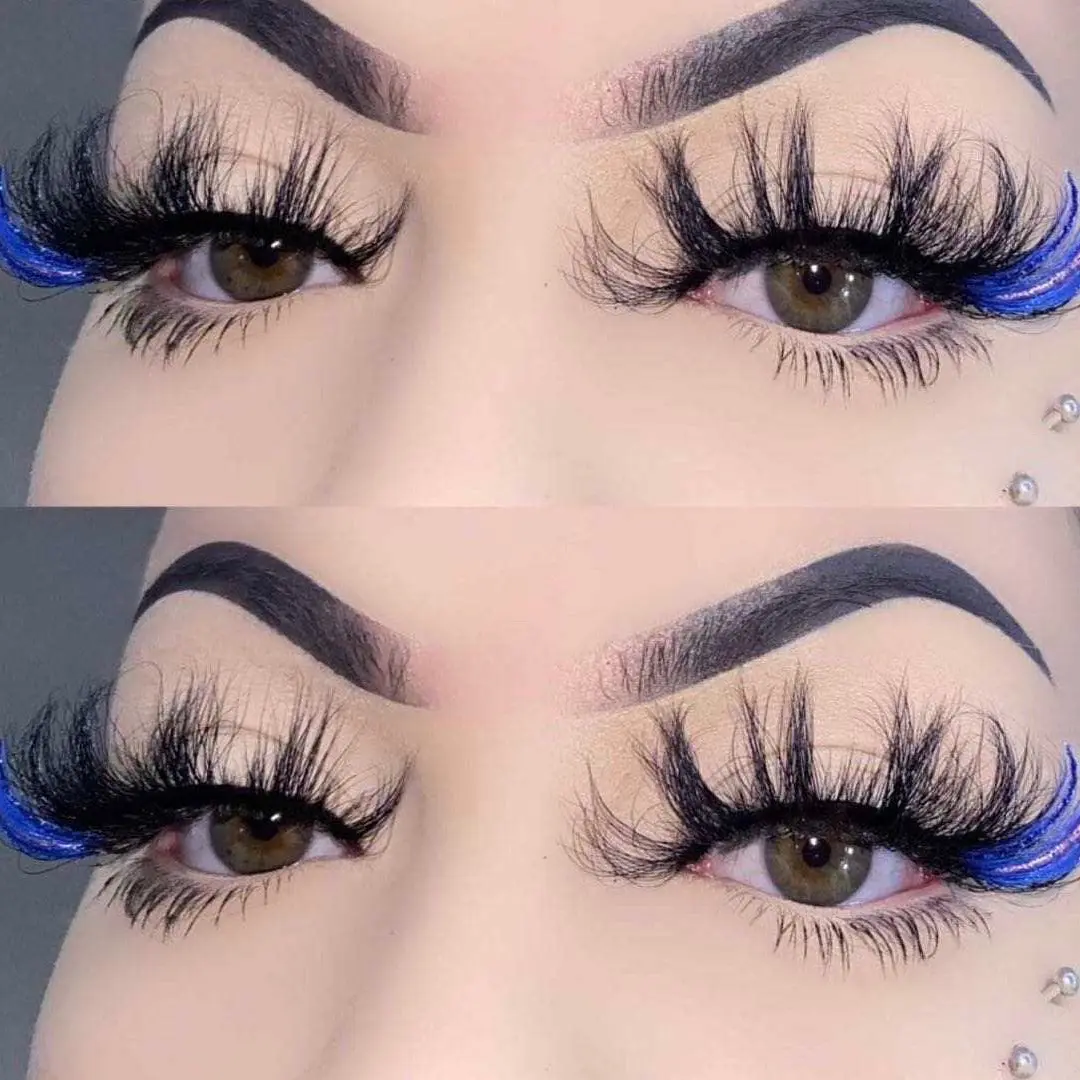 Blue & Pink Glitter False Eyelashes