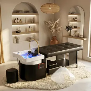 Baasha Luxury Japanese Head Spa Bed - Hair Wash Chair with Water Circulation, Steam, 7-Color Light Therapy, High-Density Memory Foam, Waterproof Metal Shampoo Basin, All-in-1 Salon Furniture for Hair Salons & Home Estheticians