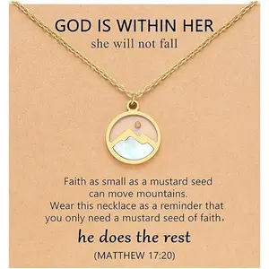 Veliora Gift B Mustard Seed Necklace Christian Faith Cross Pendant Religious Inspirational Gift God Is Within Her She Will Not Fall Encouragement Jewelry initial