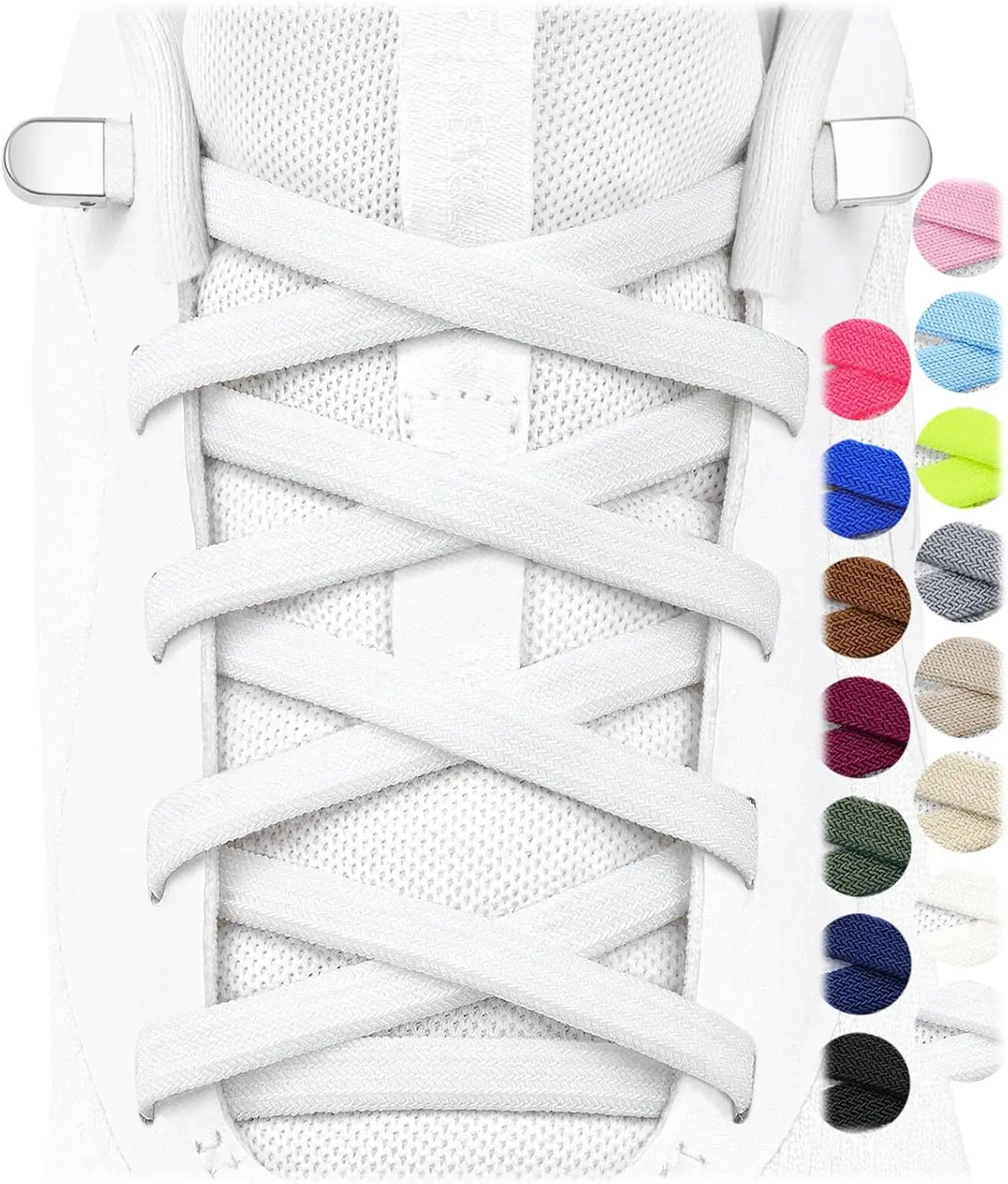 2 Pairs Elastic No Tie Shoe Laces for Kids and Adults Sneakers, Stretch Flat Tieless Shoestrings