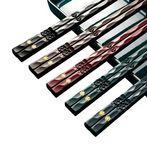 5 Pairs Premium Chinese Chopsticks Set, Durable Pet Material, 9.57 Inch Length, Includes Container, Perfect for Sushi & Asian Cuisine, Tableware, Cutlery