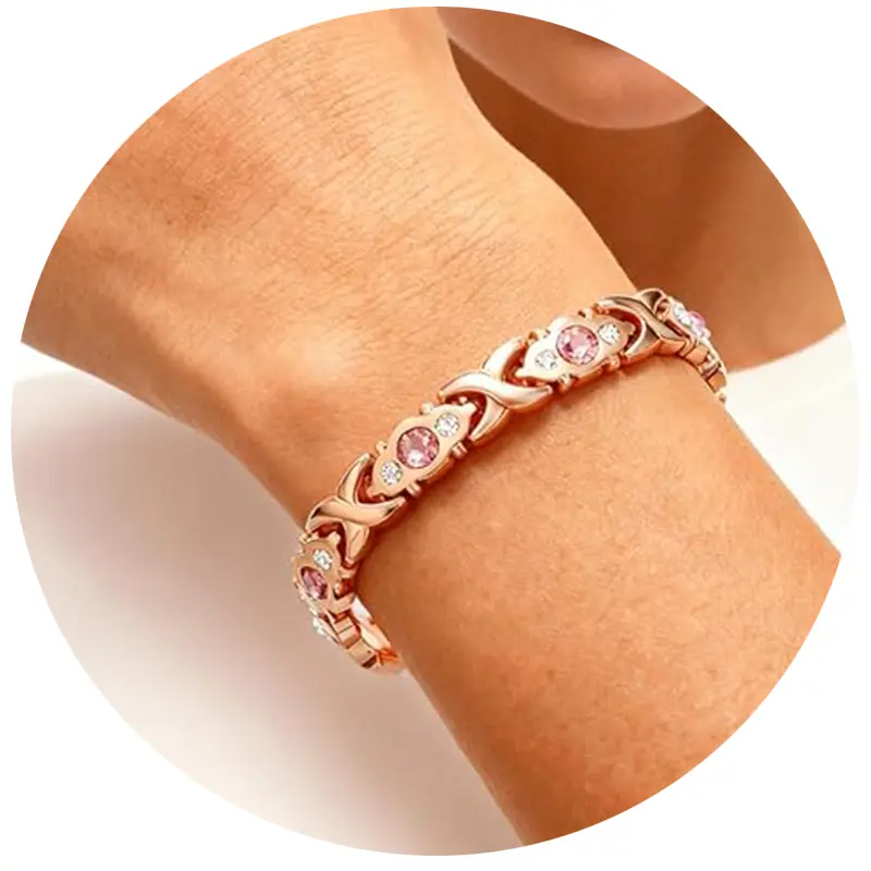 Women's 99.99% Pure Copper Magnetic Bracelet - 3500 Gauss Neodymium Magnets, Adjustable Crystals Bracelet with Sizing Tool, Elegant Look Unisex Arm Candy Accessory for Daily Wear, Ideal Gift for Mom (Birthday), Bracelets For Women