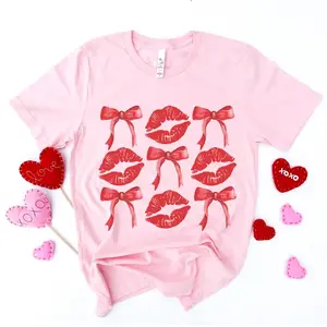 Lip Collage T-Shirt Valentines Day Tshirt Valentines Collage Tee Soft Print Shirt Sublimation Print Tee Casual Fashion Top Womenswear