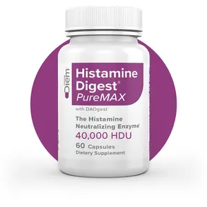 PureMax Histamine Digest Daily Dietary Supplement - 40,000 HDU Diamine Oxidase (DAO Enzyme) for Histamine Intolerance, US-Made Digestive Formula, 60 Capsules