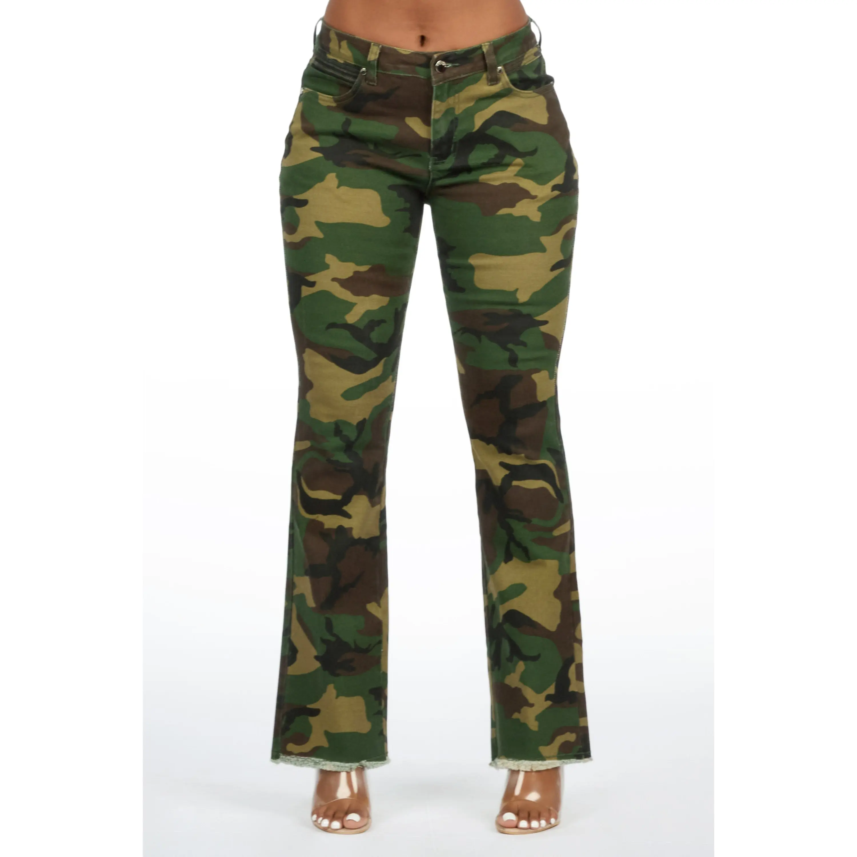 Tiriea Camo Low Rise Stretch Bootcut Jean