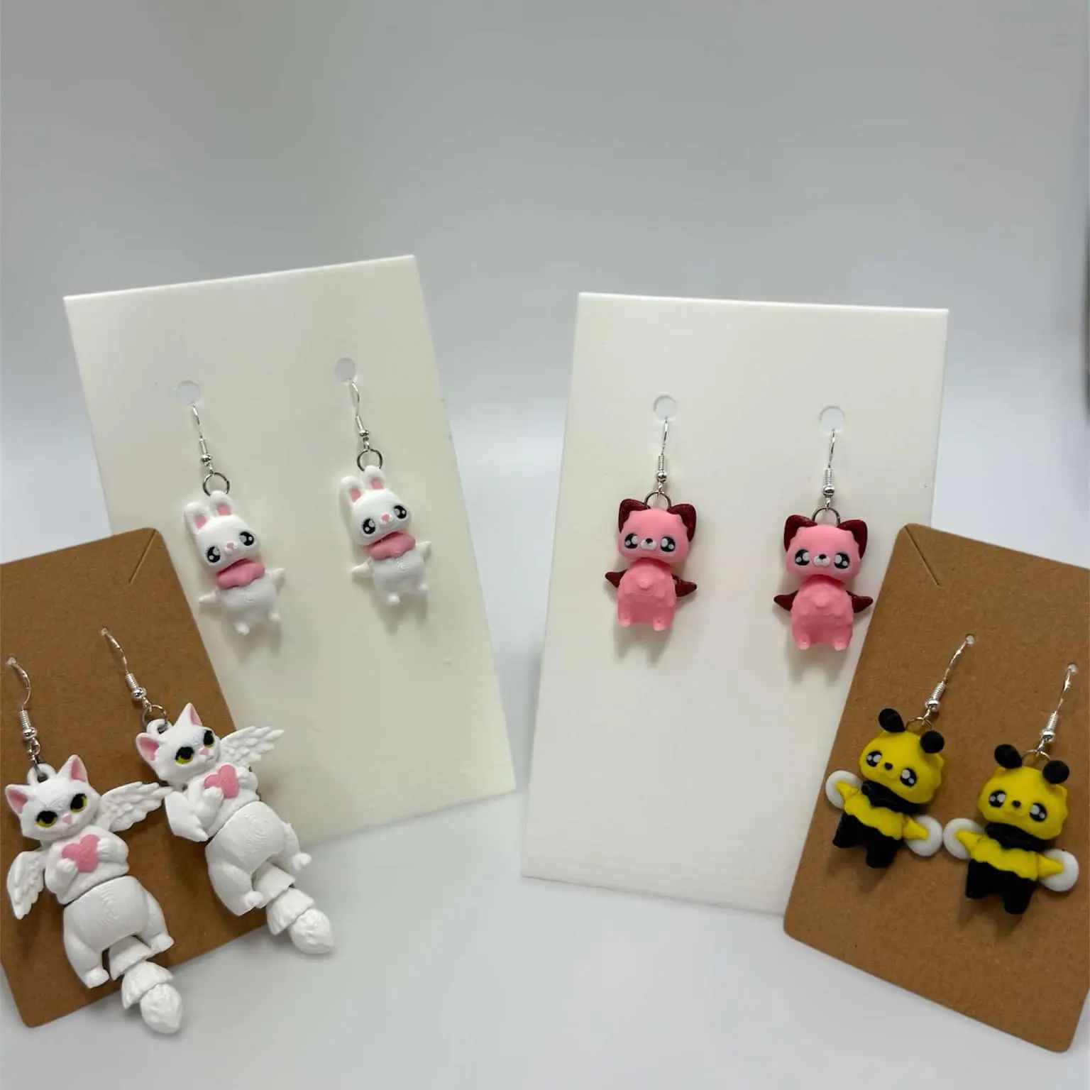 Cute Animal Food Theme Earrings Coffee 3D Printed Accesories Sterling Silver Nickle Free Cats Bunnies Cows