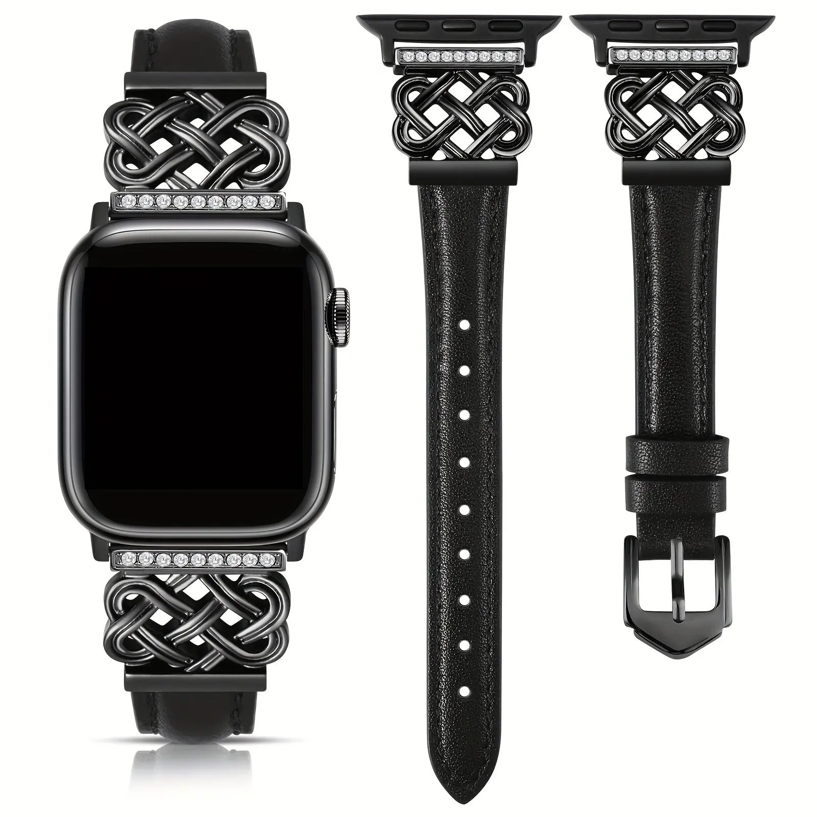 Leather Strap Compatible With IWatch Strap 38/40/41/42/44/45/49mm For Ladies, Slim Leather Strap With Designer Carefully Designed Interlocking Buckle, Fashionable Strap Suitable For IWatch Series 9/8/7/6/5/SE/4/3/2/1 Ultra/Ultra 2 Watch Strap Replacement.