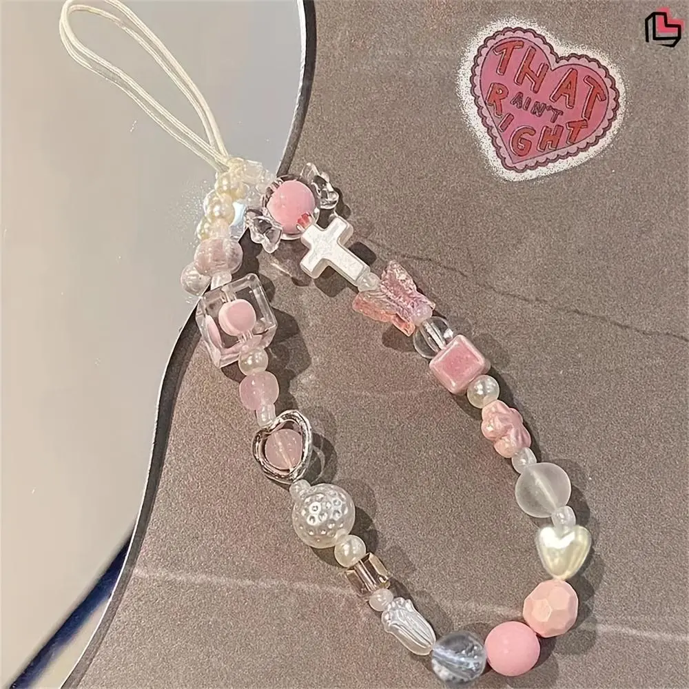 Cute Flower & Butterfly Decor Beaded Phone Chain, Y2K Phone Lanyard, Cellphone Lanyard Chain, Phone Strap for Women & Girls, Fashion Phone Accessories for iPhone, Camera, Key, Phone Charms, Cell Phone Charm, Phone Decoration