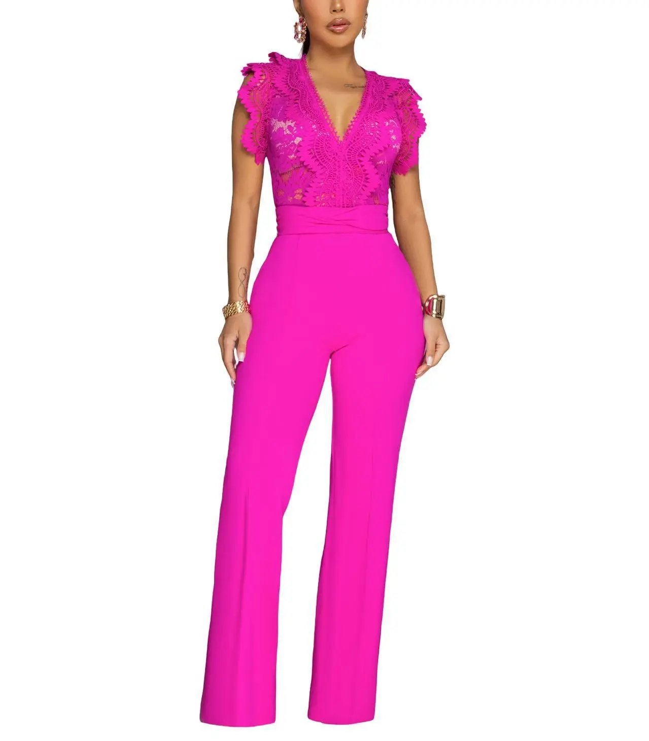 Women's fashionable, sexy, elegant, high waisted, wide leg pants, club business party button jumpsuit suits women clothing,black jumpsuit for women, Outfit Long Sleeve