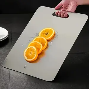 Multifunctional titanium stainless steel double-sided slicing board with portable handle sanitary durable meat vegetable fruit cutting board kitchen essential accessories Durable Chopping Board Cooking Cutting Board