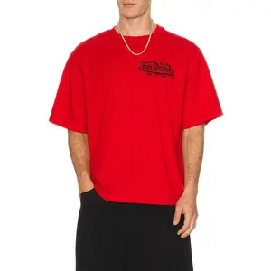 Von Dutch Embroidered Logo Boxy Crop Tee in Salsa