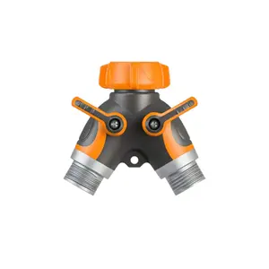 Giraffe Tools Metal Water Hose Splitter Heavy Duty Brass Construction Rust Resistant Easy Grip Handle Prevents Leakage Standard 3/4" Connector