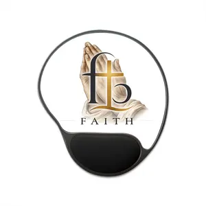 Faith Praying Hands Mouse Pad with Wrist Rest — Christian Desk Accessory