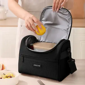 8.5L reusable Large-capacity insulated lunch bag, aluminum foil-lined leak-proof lunch bag, portable curved-lid single-shoulder ice pack lunch bag, suitable for students and office workers, travel and picnic use