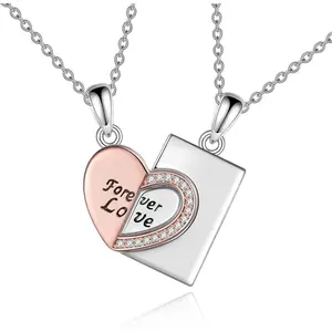 Couple Necklace Sterling Silver Yin Yang Matching Pendant for Couple Friends Jewelry Gifts for Women Men Girlfriend Boyfriend