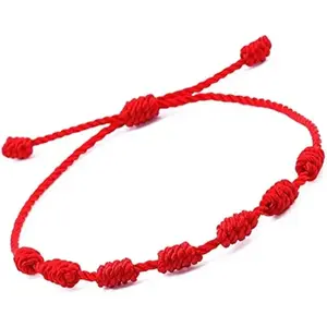 Bracelet 7 knots for protection, Evil Eye and Good Luck. Buddisth String. Thread/Amulet for prosperity and success. Talisman for Womens, Mens, Girls, Boys. Cord Adjustable.