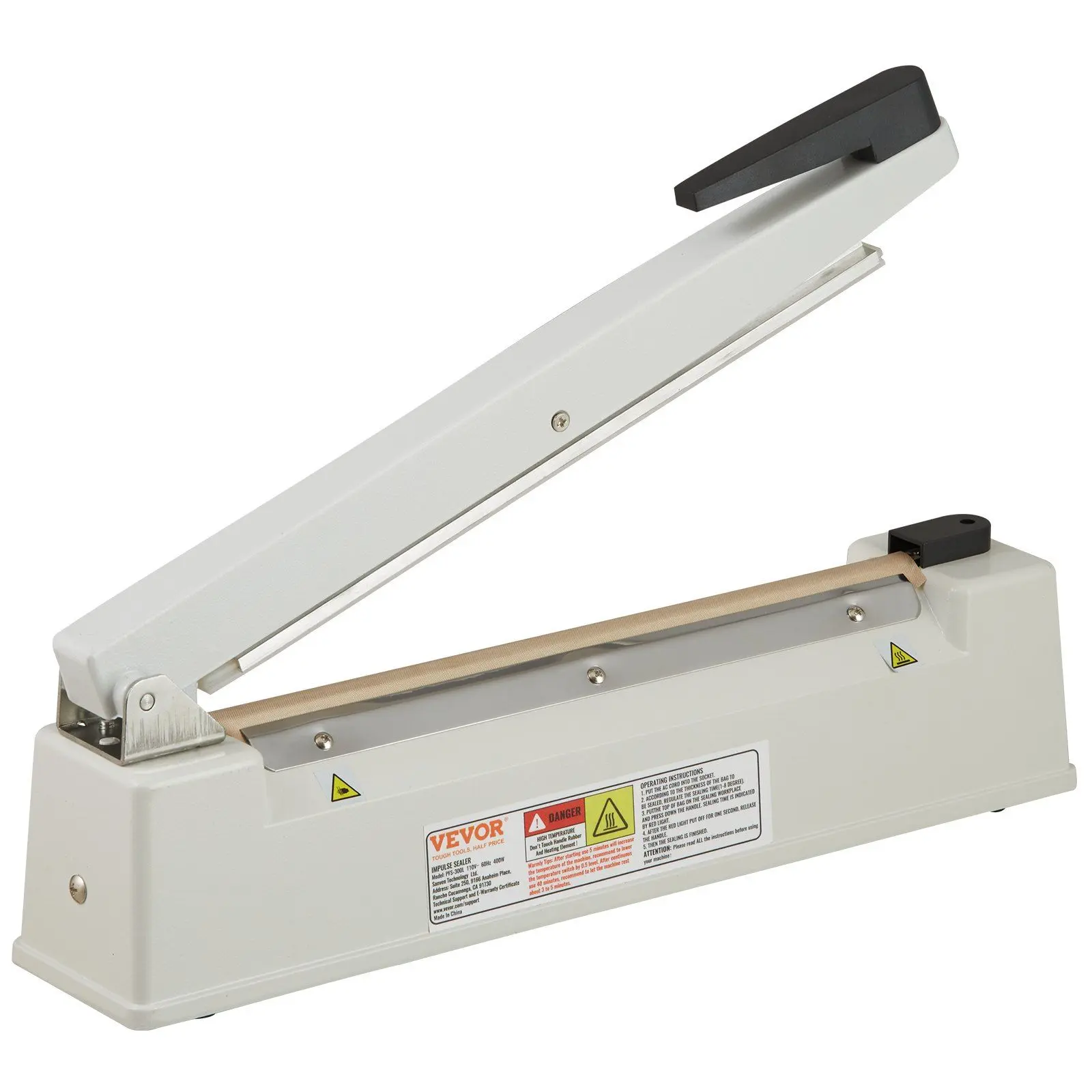 VEVOR Impulse Sealer 12 inch, Manual Heat Sealing Machine with Adjustable Heating Mode, Aluminum Shrink Wrap Bag Sealers for Plastic Mylar PE PP Bags, Portable Poly Bag Sealer with Extra Replace Kit