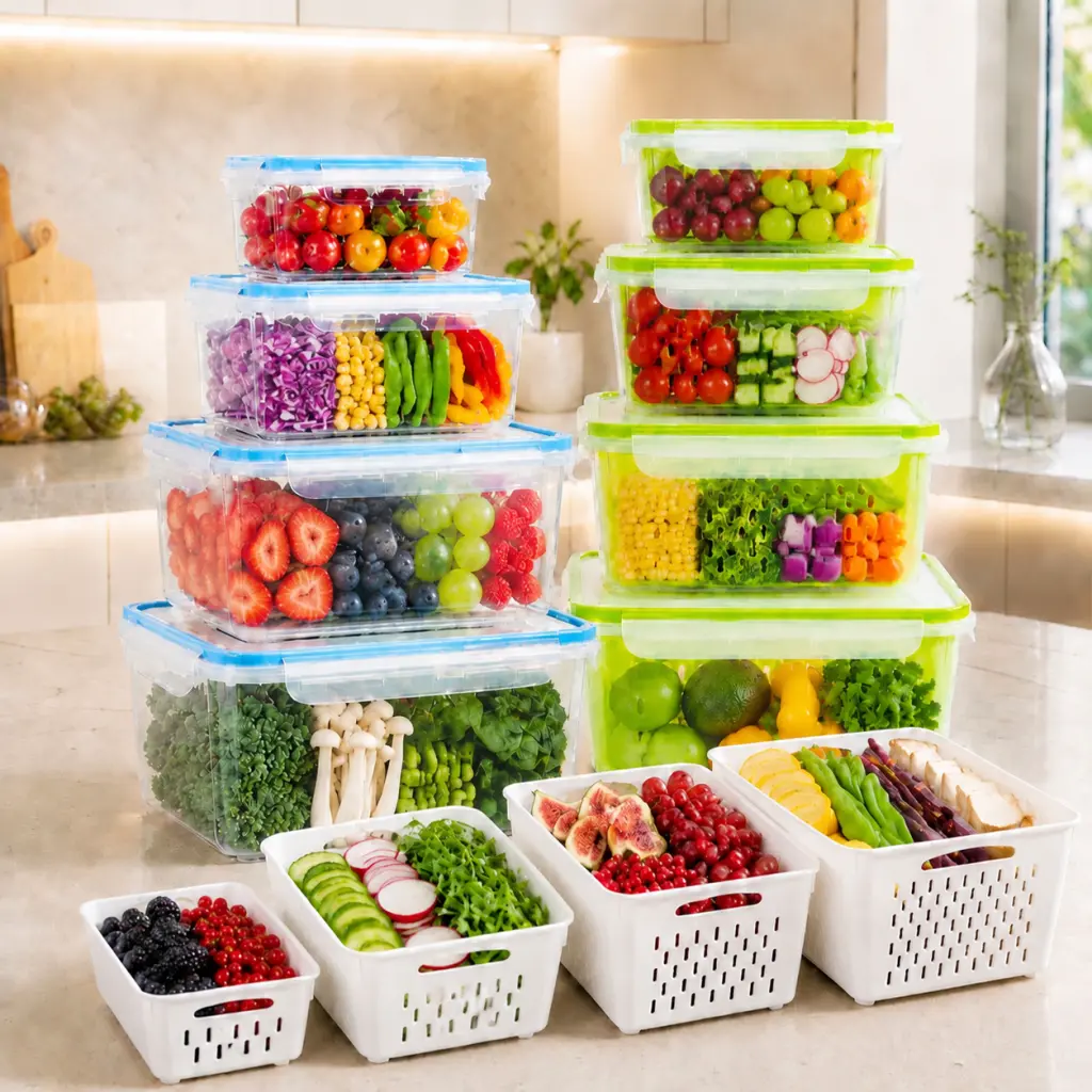 Fruit Storage Containers for Fridge with Removable Colander, Airtight Food Storage Container, Dishwasher Produce Saver for Refrigerator, Keep Berry Fruit Fresh Longer Small Clear  Airtight Food Storage Container Dishwasher Produce Saver for Refrigerator