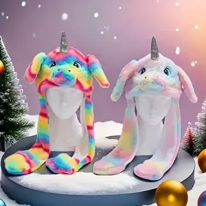 "Viral 2025 Unicorn Rainbow Plush Hood with Moving Ears 🦄 🌈 |   Cozy Animal Hat for Women, Christmas Gift & Cartoon-Themed Party Magic |   Thermal Winter Cutie Core Aesthetic"