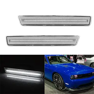 2PCS Clear Lens White LED Front Side Marker Lights For Dodge Challenger 2015 2016 2017 2018 2019 2020 2021 2022 2023 Replace OEM 68195788AB, 68195789AB, 68195797AB, 68195796AB, 68195788, 68195789, 68195797, 68195796