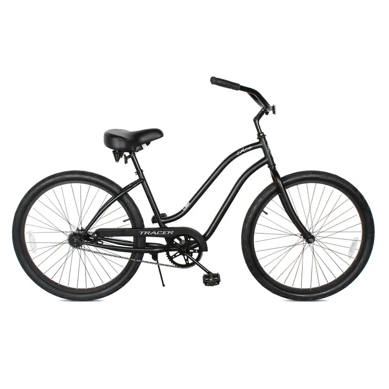212 MAIN Women's Durable 26-Inch Steel Frame Beach Cruiser Bicycle - Adult Female Fit, Single-Speed, Coaster Brake, Matte Black, Bicycle Parts Included, for City & Town Cruises