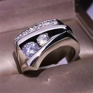 Trendy Geometric 3D Micro Paved Zircon Ring for Women, 925 Sterling Silver Promise Ring, 5A CZ Engagement Rings