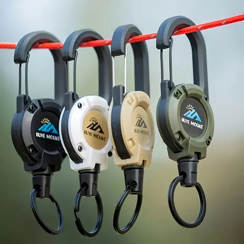 Unisex Retractable Keychains 2-Piece Multicolor Set - Steel Wire Rope, Multifunctional Climbing Clips, ID Badge Holder, Heavy-Duty Carabiner Clips, Wear-Resistant Metal Build, Long Use Outdoor Gear for Outdoor Enthusiasts, Carabiner Clips Heavy Duty