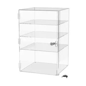 Acrylic Locking Vertical Cabinet with Keys 12" x 19" Clear Countertop Lucite Hinged Swing Door Locker for Retail Products and Convenience Stores Merchandise by 321 Plastics
