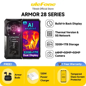 Ulefone Armor 28 Ultra Thermal Version/Armor 28 Pro, 5G AI Rugged Phone, 32GB+1TB/2TB Expansion, Dimensity 9300+, 6.67" AMOLED Dual Screen, 64MP+50MP+50MP, 10600mAh/120W, 50W QI, 8K Video, Widevine L1, Android 15,Compatible with T-mobile