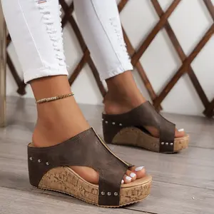 Height-enhancing thick-soled sandals, trendy new summer round-toe thick-soled Roman sandals, women's plus-size peep-toe platform sandals # EverydayOutfits # Women'sShoes # Sandals # SummerShoes