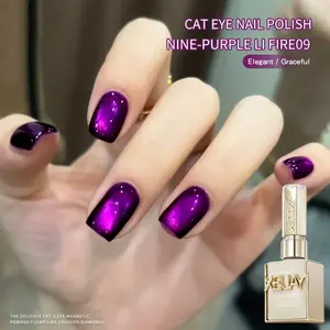 XEIJAYI Photo Frame Bottle — Purple Nine “Li Huo” 09 — Autumn/Winter best‑selling super‑bright cat‑eye gel polish; sparkling cat‑eye LED gel; dazzling and eye‑catching; shiny and long‑lasting; suitable for DIY nail art and home manicures; a top choice for
