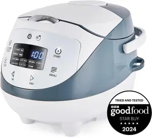 Panda Mini Rice Cooker With  Ceramic Bowl and  Fuzzy Logic (3.5 cup, 0.63 litre) 4 Rice Cooking Functions, 4 Multicooker functions, Digital LED display - 120V