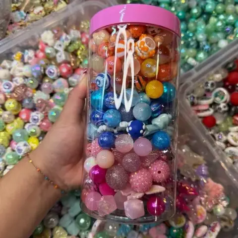 Assorted DIY Beads Assortment in Varied Sizes Plastic Jars (500ml, 1000ml) - Jewelry Making Supplies for DIY Jewelry Making, Hand Beading Craft Projects