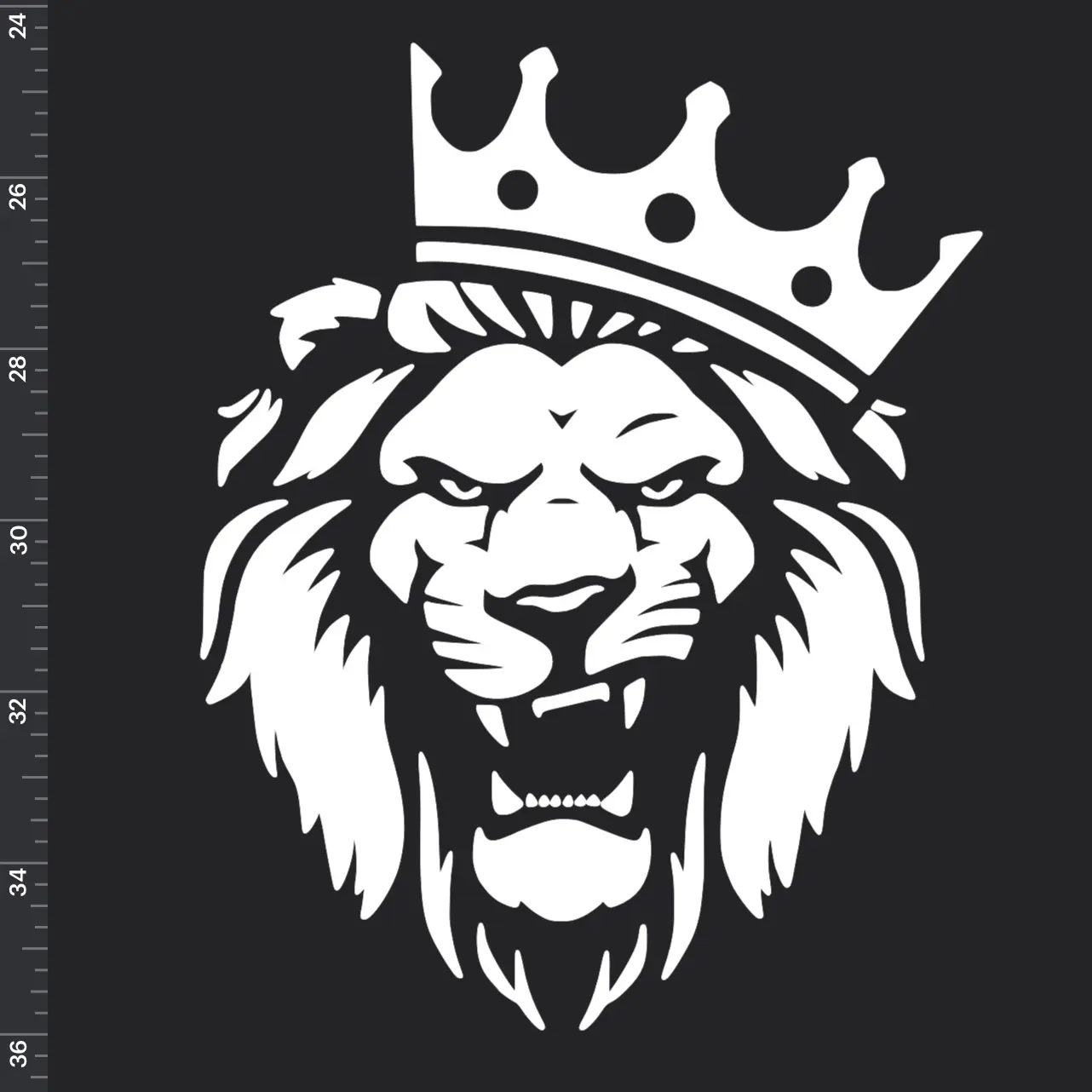 Lion Car Sticker - White Design Featuring Lion Head and Crown, Ideal for Personalization and Decoration
