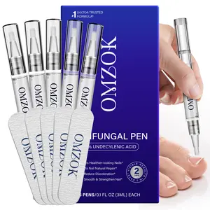 OMZOK Toenail Fungus Treatment Pen, 25% Extra Strength Undecylenic Acid with Tea Tree & Oregano Oil, Gentle Nail Care for Damaged Discolored Nails, Youth-Focused Solution (5PCS)
