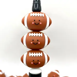 Game Day Football 3D Silicone Focal Beads | Football Beads | Sport Beads