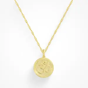 EVRY JEWELS Gold or Silver Plated Women's Om Aura Necklace