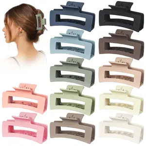 Big red clav clip,Simple Safety Squishy Silicone Hair Clips,  Non-slip Plain Large Ponytail Hair Claws, Cloud Claw Clips Square/Rectangle , Unsnappable for Thick or Fine Hair, Strong Hold All-Day Comfort