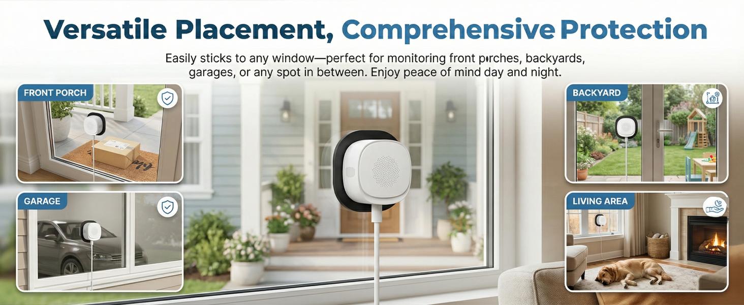 Rraycom 4MP 2.5K window camera, 2.4 GHz & 5 GHz Wi‑Fi indoor cameras for home security with premium AI starlight full‑color night vision, person and motion detection, 24/7 recording, easy and quick installation